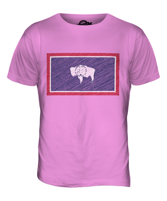 WYOMING STATE SCRIBBLE FLAG MENS T-SHIRT TEE TOP GIFT WYOMINGITE FOOTBALL - Picture 20 of 21