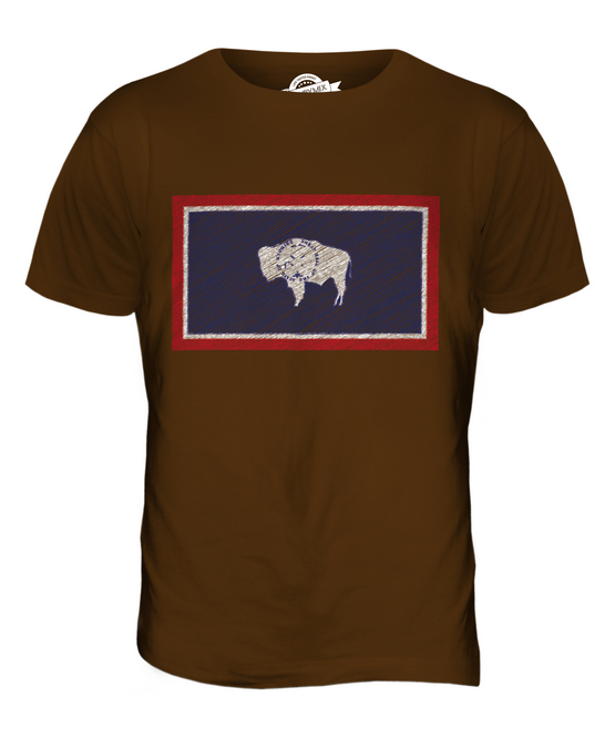 WYOMING STATE SCRIBBLE FLAG MENS T-SHIRT TEE TOP GIFT WYOMINGITE FOOTBALL - Picture 14 of 21