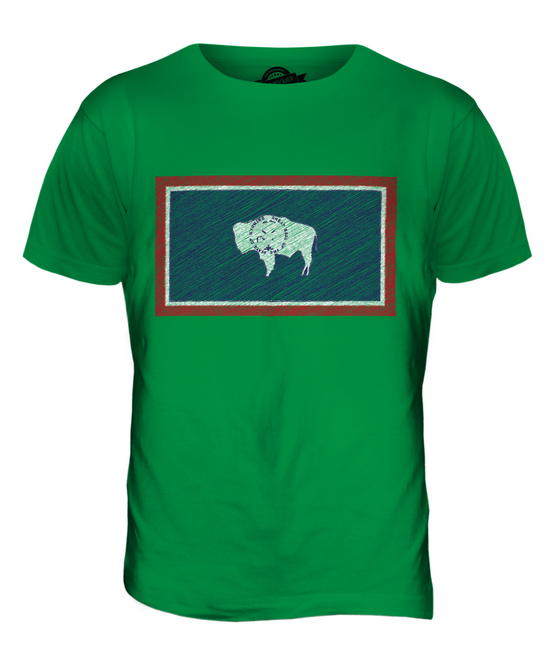 WYOMING STATE SCRIBBLE FLAG MENS T-SHIRT TEE TOP GIFT WYOMINGITE FOOTBALL - Picture 11 of 21