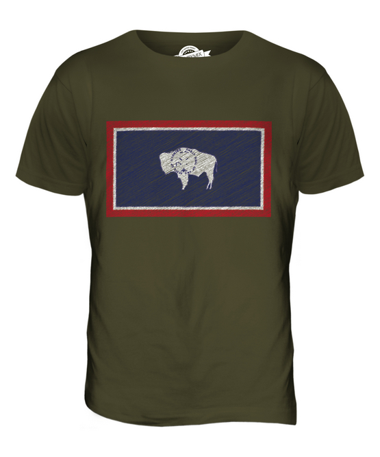 WYOMING STATE SCRIBBLE FLAG MENS T-SHIRT TEE TOP GIFT WYOMINGITE FOOTBALL - Picture 15 of 21