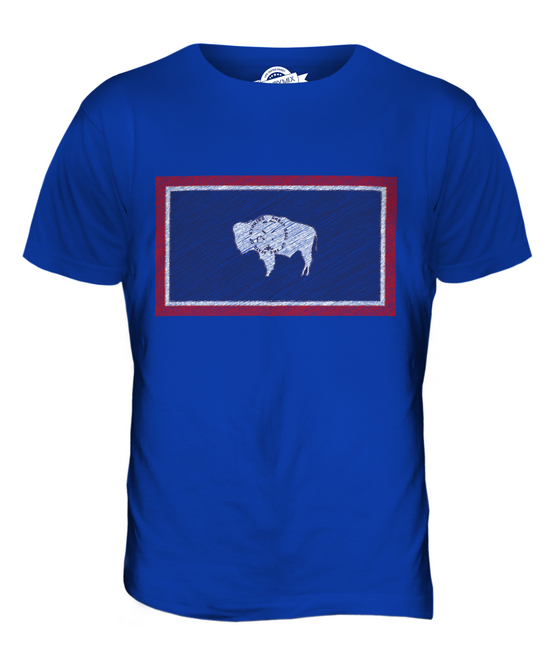 WYOMING STATE SCRIBBLE FLAG MENS T-SHIRT TEE TOP GIFT WYOMINGITE FOOTBALL - Picture 18 of 21