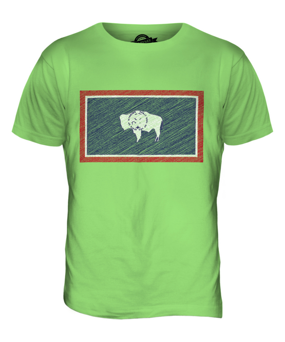 WYOMING STATE SCRIBBLE FLAG MENS T-SHIRT TEE TOP GIFT WYOMINGITE FOOTBALL - Picture 12 of 21