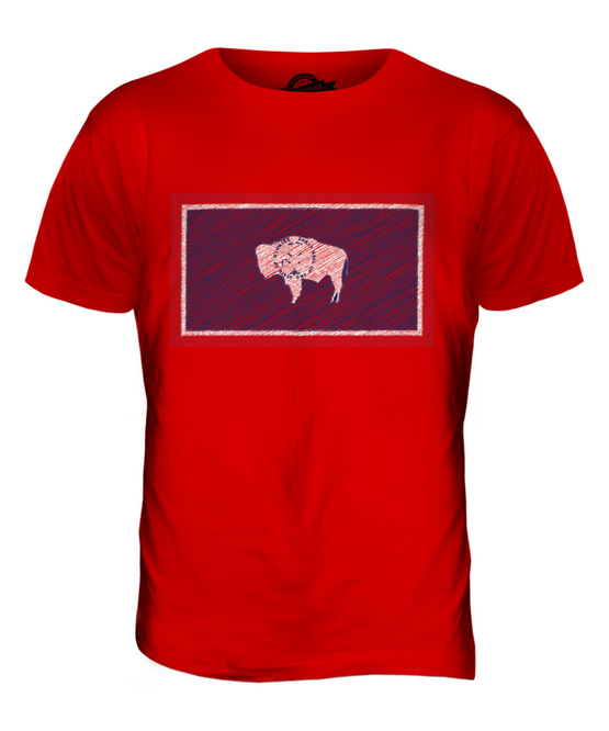 WYOMING STATE SCRIBBLE FLAG MENS T-SHIRT TEE TOP GIFT WYOMINGITE FOOTBALL - Picture 7 of 21