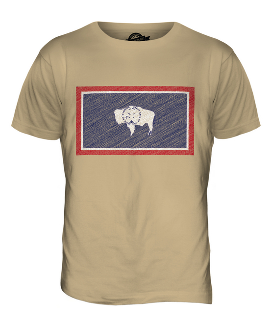WYOMING STATE SCRIBBLE FLAG MENS T-SHIRT TEE TOP GIFT WYOMINGITE FOOTBALL - Picture 16 of 21