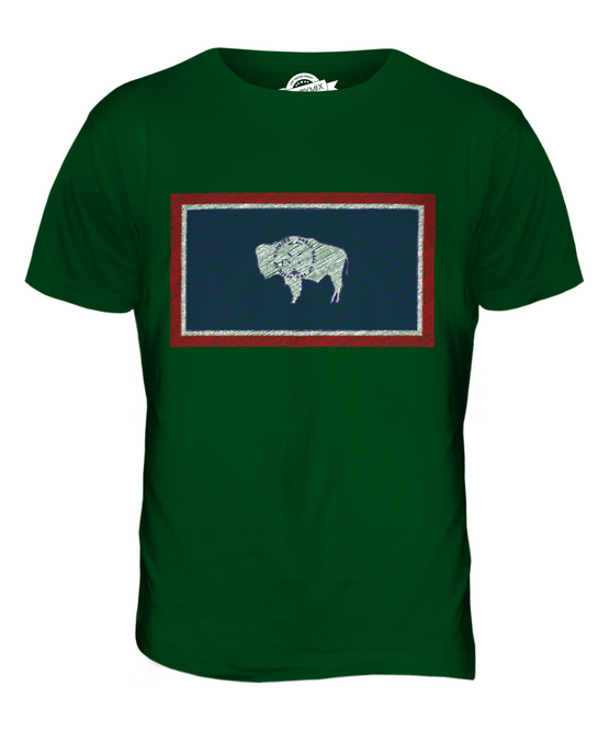 WYOMING STATE SCRIBBLE FLAG MENS T-SHIRT TEE TOP GIFT WYOMINGITE FOOTBALL - Picture 13 of 21
