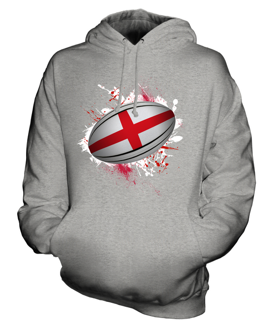 England Rugby Hoodie Men's New Size L Splatter Graphic PO Hoodie 