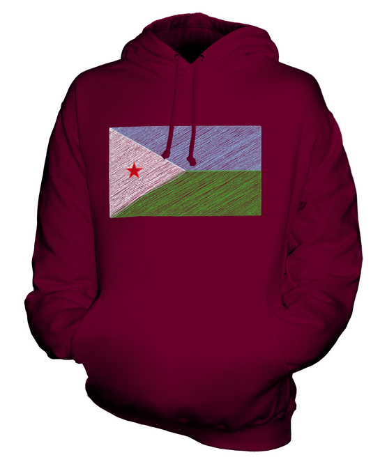 DJIBOUTI SCRIBBLE FLAG UNISEX HOODIE TOP GIFT J?B?T? DJIBOUTI