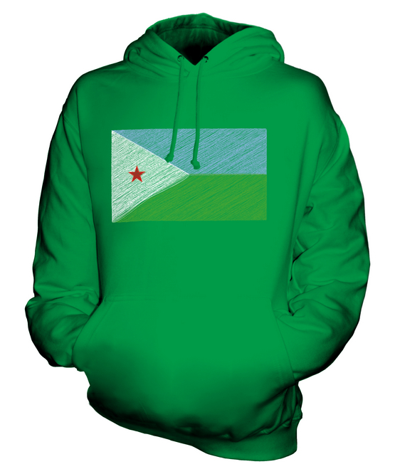 DJIBOUTI SCRIBBLE FLAG UNISEX HOODIE TOP GIFT J?B?T? DJIBOUTI