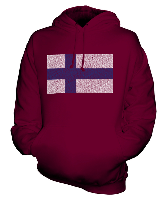 FINLAND SCRIBBLE FLAG UNISEX HOODIE TOP GIFT SUOMI FINNISH