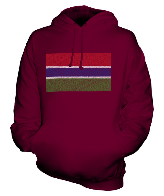GAMBIA SCRIBBLE FLAG UNISEX HOODIE TOP GIFT GAMBIAN FOOTBALL - Picture 6 of 16