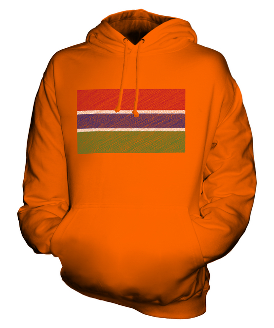 GAMBIA SCRIBBLE FLAG UNISEX HOODIE TOP GIFT GAMBIAN FOOTBALL - Picture 8 of 16