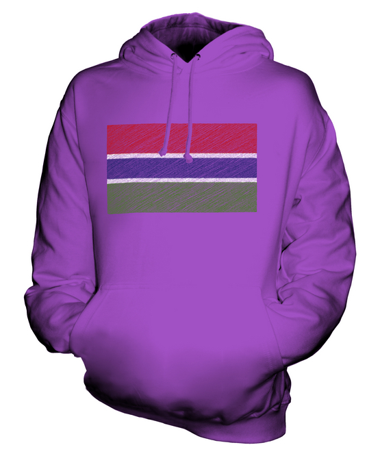 GAMBIA SCRIBBLE FLAG UNISEX HOODIE TOP GIFT GAMBIAN FOOTBALL - Picture 15 of 16