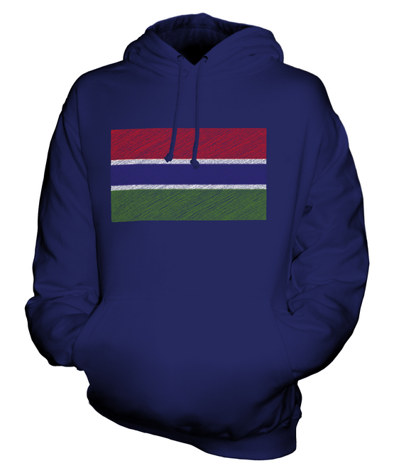 GAMBIA SCRIBBLE FLAG UNISEX HOODIE TOP GIFT GAMBIAN FOOTBALL - Picture 5 of 16