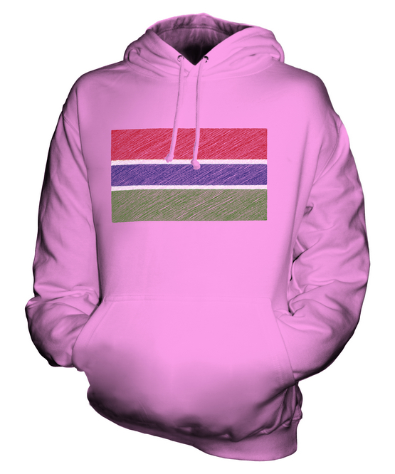 GAMBIA SCRIBBLE FLAG UNISEX HOODIE TOP GIFT GAMBIAN FOOTBALL - Picture 16 of 16