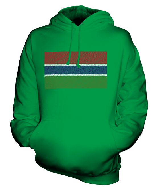 GAMBIA SCRIBBLE FLAG UNISEX HOODIE TOP GIFT GAMBIAN FOOTBALL - Picture 10 of 16