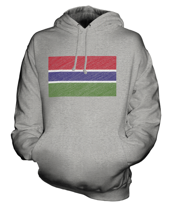 GAMBIA SCRIBBLE FLAG UNISEX HOODIE TOP GIFT GAMBIAN FOOTBALL - Picture 4 of 16