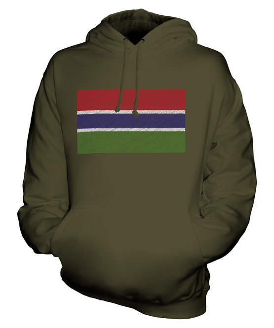 GAMBIA SCRIBBLE FLAG UNISEX HOODIE TOP GIFT GAMBIAN FOOTBALL - Picture 12 of 16
