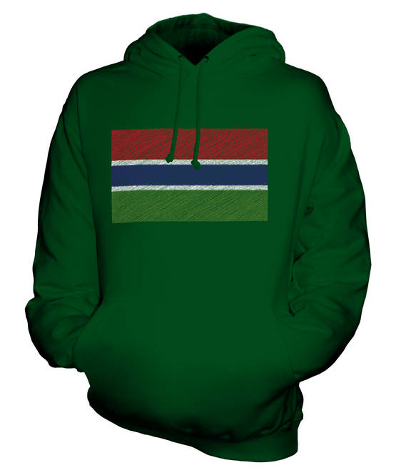 GAMBIA SCRIBBLE FLAG UNISEX HOODIE TOP GIFT GAMBIAN FOOTBALL - Picture 11 of 16