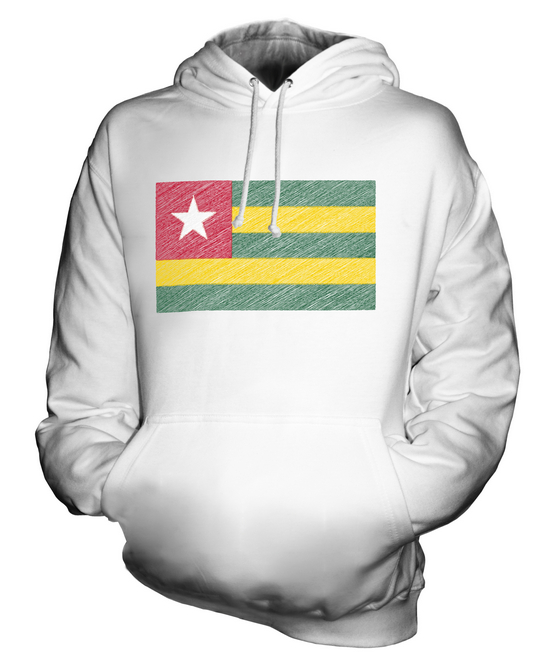 TOGO SCRIBBLE FLAG UNISEX HOODIE TOP GIFT TOGOLESE FOOTBALL