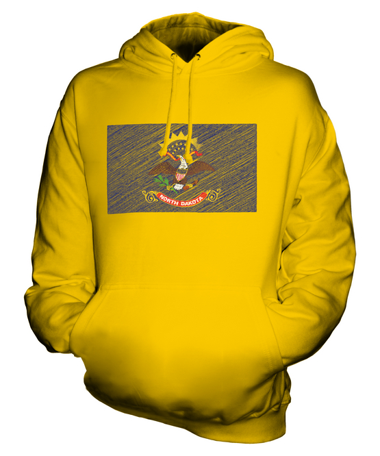 NORTH DAKOTA STATE SCRIBBLE FLAG UNISEX HOODIE TOP GIFT NORTH DAKOTAN FOOTBALL - Picture 9 of 16