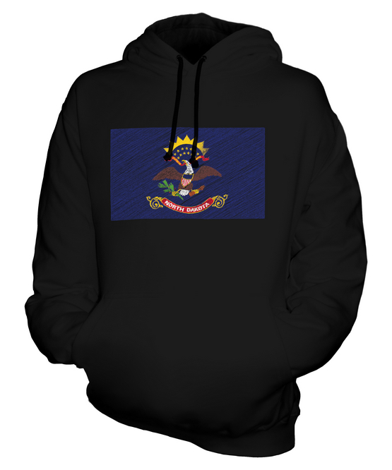 NORTH DAKOTA STATE SCRIBBLE FLAG UNISEX HOODIE TOP GIFT NORTH DAKOTAN FOOTBALL - Picture 3 of 16