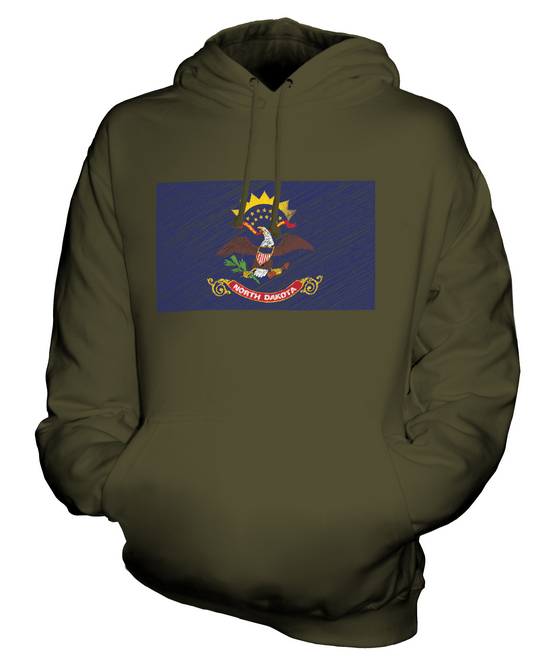 NORTH DAKOTA STATE SCRIBBLE FLAG UNISEX HOODIE TOP GIFT NORTH DAKOTAN FOOTBALL - Picture 12 of 16