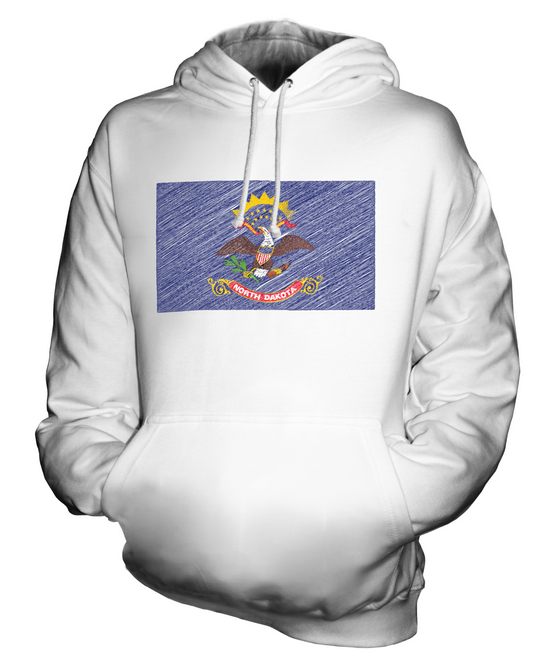 NORTH DAKOTA STATE SCRIBBLE FLAG UNISEX HOODIE TOP GIFT NORTH DAKOTAN FOOTBALL - Picture 2 of 16