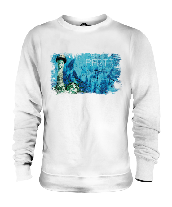LIBERTY NEW YORK CITY GRUNGE PRINT UNISEX SWEATER STATUE AMERICA USA FASHION