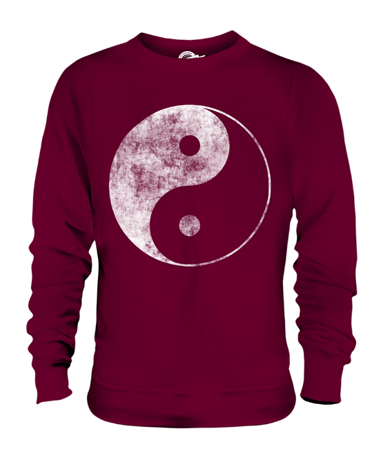 YIN YANG DISTRESSED PRINT UNISEX SWEATER TOP TAI CHI 90S RETRO