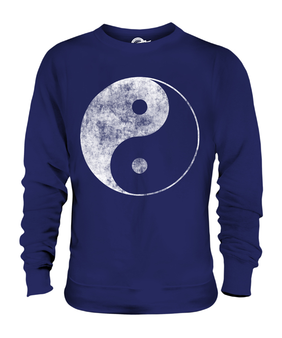 YIN YANG DISTRESSED PRINT UNISEX SWEATER TOP TAI CHI 90S RETRO