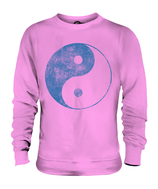 YIN YANG DISTRESSED PRINT UNISEX SWEATER TOP TAI CHI 90S RETRO