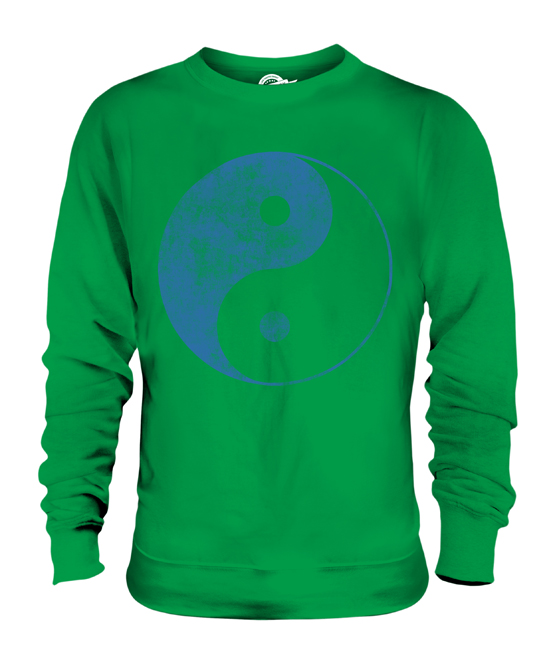 YIN YANG DISTRESSED PRINT UNISEX SWEATER TOP TAI CHI 90S RETRO