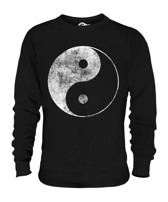 YIN YANG DISTRESSED PRINT UNISEX SWEATER TOP TAI CHI 90S RETRO