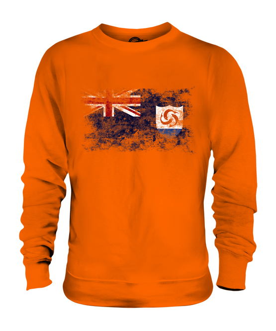 ANGUILLA DISTRESSED FLAG UNISEX SWEATER TOP ANGUILLAN SHIRT FOOTBALL JERSEY GIFT - Picture 8 of 16