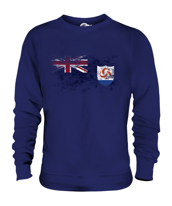 ANGUILLA DISTRESSED FLAG UNISEX SWEATER TOP ANGUILLAN SHIRT FOOTBALL JERSEY GIFT - Picture 5 of 16