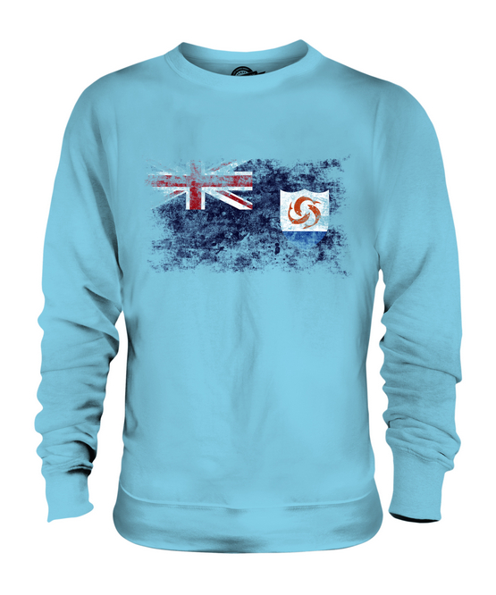 ANGUILLA DISTRESSED FLAG UNISEX SWEATER TOP ANGUILLAN SHIRT FOOTBALL JERSEY GIFT - Picture 13 of 16