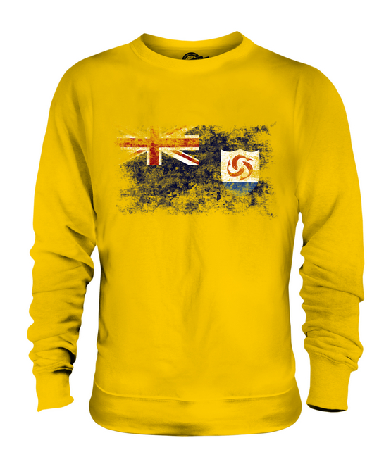 ANGUILLA DISTRESSED FLAG UNISEX SWEATER TOP ANGUILLAN SHIRT FOOTBALL JERSEY GIFT - Picture 9 of 16