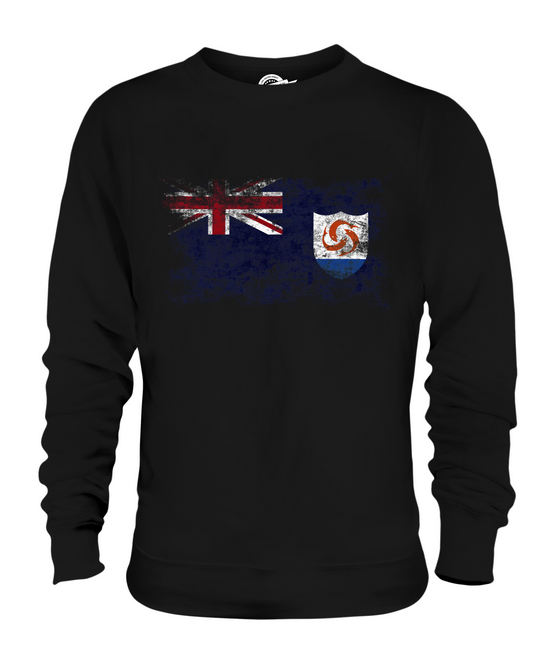 ANGUILLA DISTRESSED FLAG UNISEX SWEATER TOP ANGUILLAN SHIRT FOOTBALL JERSEY GIFT - Picture 3 of 16