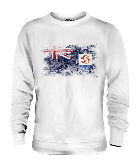 ANGUILLA DISTRESSED FLAG UNISEX SWEATER TOP ANGUILLAN SHIRT FOOTBALL JERSEY GIFT - Picture 2 of 16