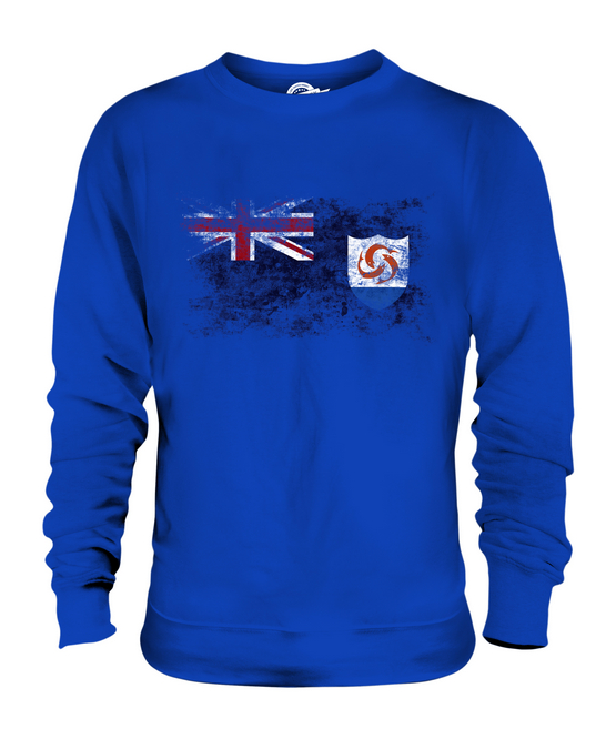 ANGUILLA DISTRESSED FLAG UNISEX SWEATER TOP ANGUILLAN SHIRT FOOTBALL JERSEY GIFT - Picture 14 of 16