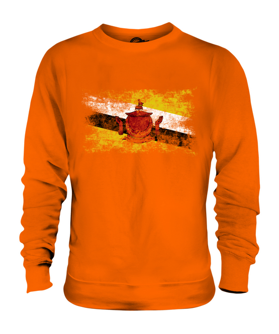 BRUNEI DISTRESSED FLAG UNISEX SWEATER TOP BRUNEIAN SHIRT FOOTBALL