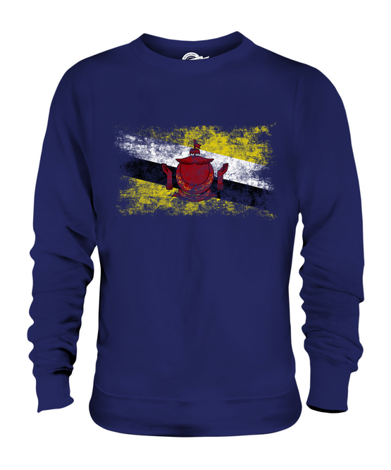 BRUNEI DISTRESSED FLAG UNISEX SWEATER TOP BRUNEIAN SHIRT FOOTBALL