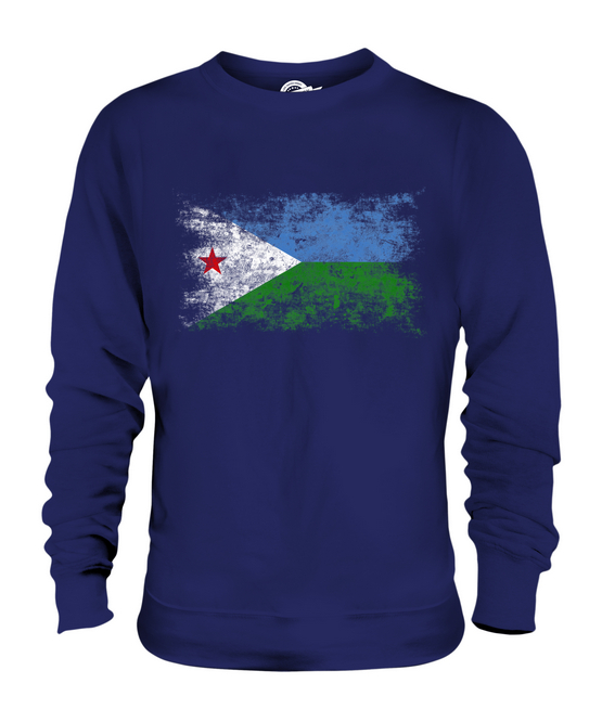 DJIBOUTI DISTRESSED FLAG UNISEX SWEATER TOP JIBUTI DJIBOUTIAN DJIBOUTI SHIRT