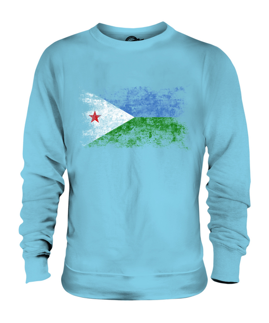 DJIBOUTI DISTRESSED FLAG UNISEX SWEATER TOP JIBUTI DJIBOUTIAN DJIBOUTI SHIRT