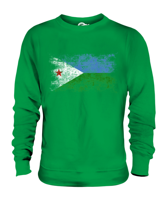 DJIBOUTI DISTRESSED FLAG UNISEX SWEATER TOP JIBUTI DJIBOUTIAN DJIBOUTI SHIRT