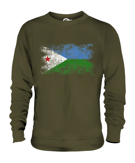 DJIBOUTI DISTRESSED FLAG UNISEX SWEATER TOP JIBUTI DJIBOUTIAN DJIBOUTI SHIRT