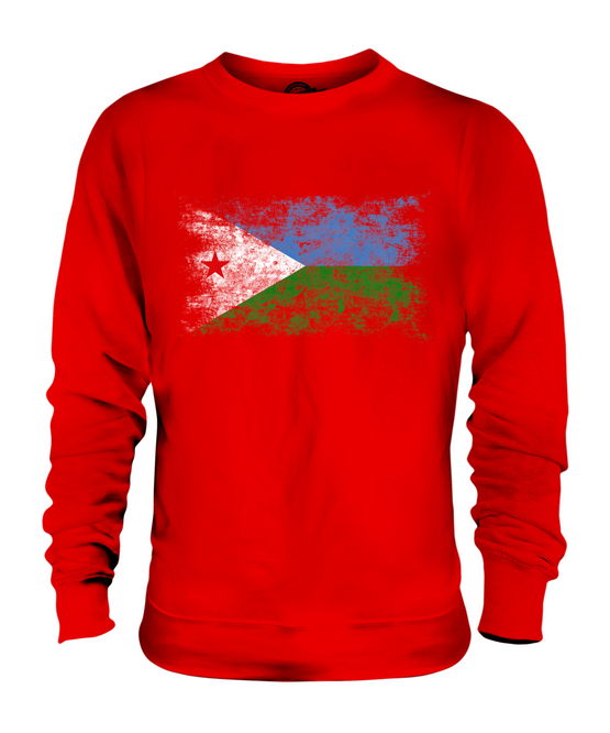 DJIBOUTI DISTRESSED FLAG UNISEX SWEATER TOP JIBUTI DJIBOUTIAN DJIBOUTI SHIRT