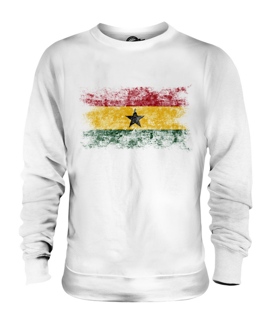 GHANA DISTRESSED FLAG UNISEX HOODIE TOP GHANAIAN FOOTBALL JERSEY GIFT