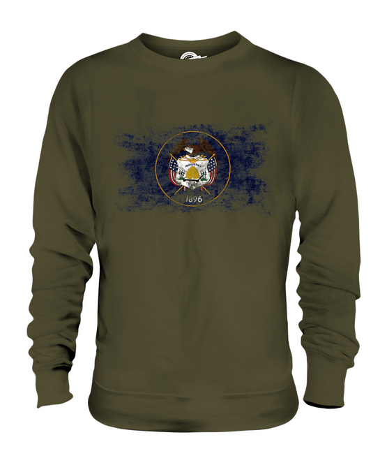 UTAH STATE DISTRESSED FLAG UNISEX PULLOVER OBERTEIL UTAHN SHIRT JERSEY GESCHENK - Bild 12 von 16