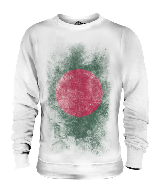 BANGLADESH FADED FLAG UNISEX SWEATER TOP BANGLADESHI SHIRT FOOTBALL GIFT